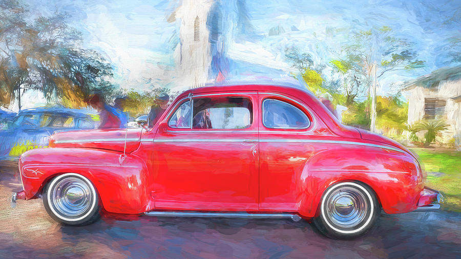 1946 Red Ford Super Deluxe Coupe V8 X114 Photograph by Rich Franco