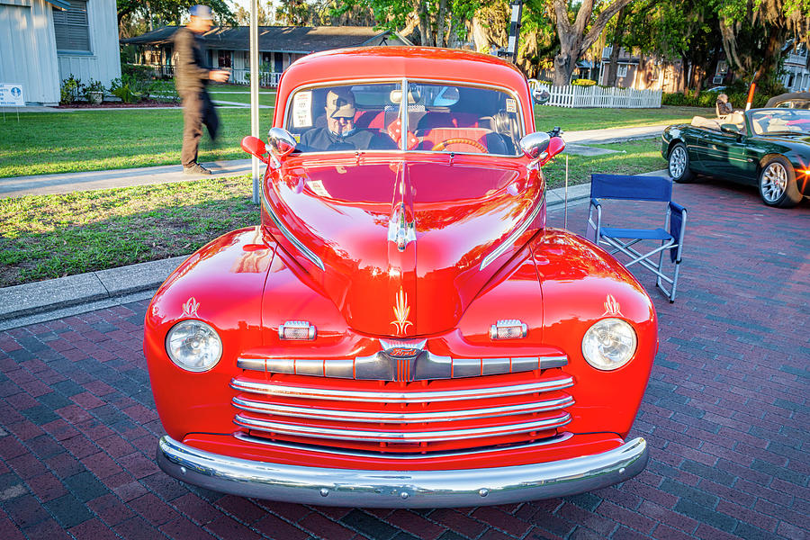 1946 Red Ford Super Deluxe Coupe V8 X122 Photograph by Rich Franco