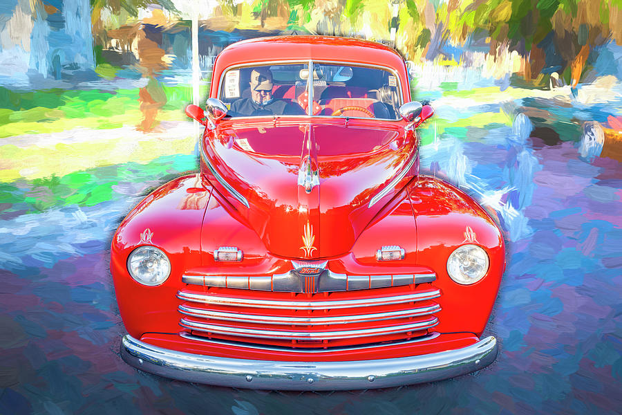 1946 Red Ford Super Deluxe Coupe V8 X125 Photograph by Rich Franco