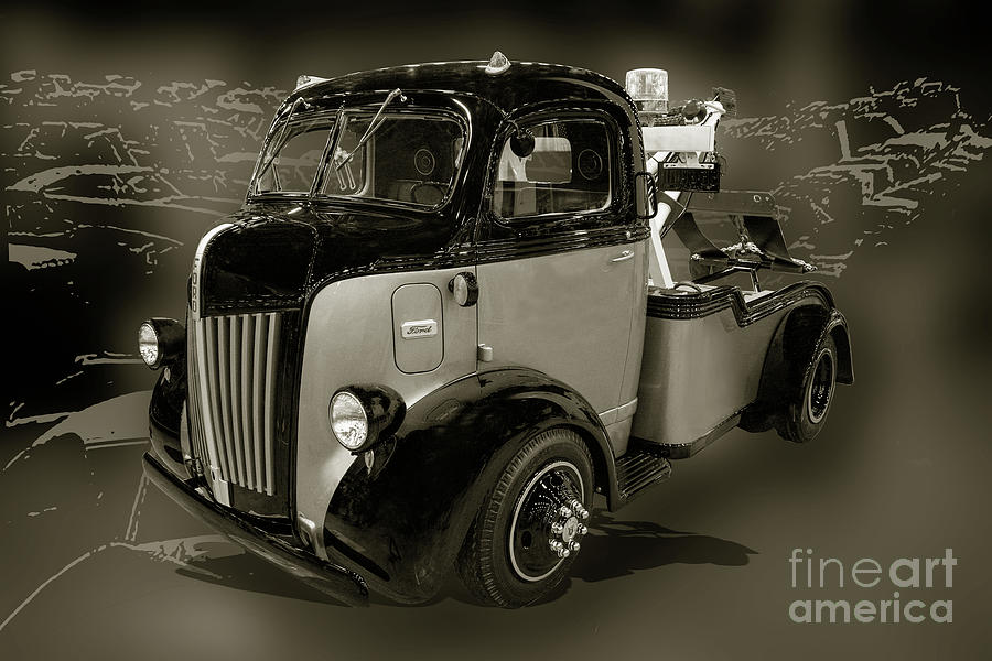 1947 Ford Coe - Black And White Digital Art by Anthony Ellis