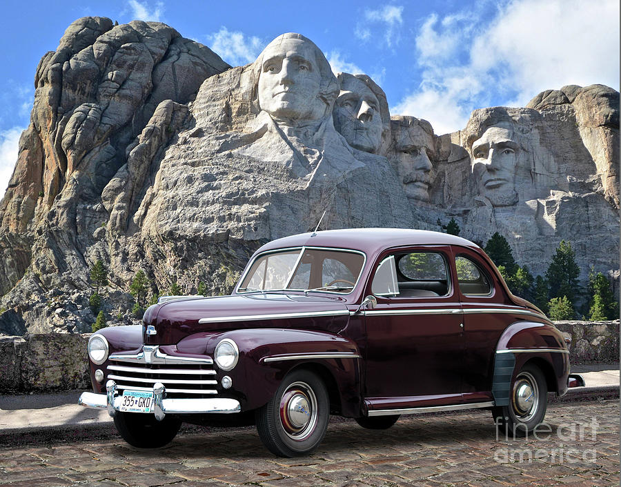 1947 Ford Coupe at Mt. Rushmore Photograph by Ron Long