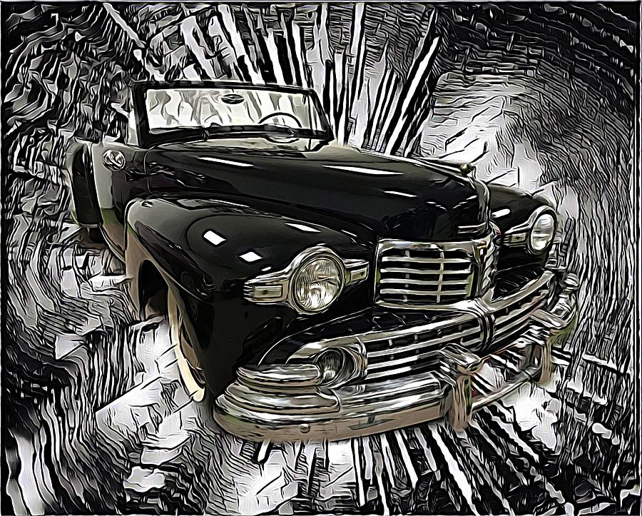 1947 Lincoln Continental Convertible Mixed Media by Joan Stratton