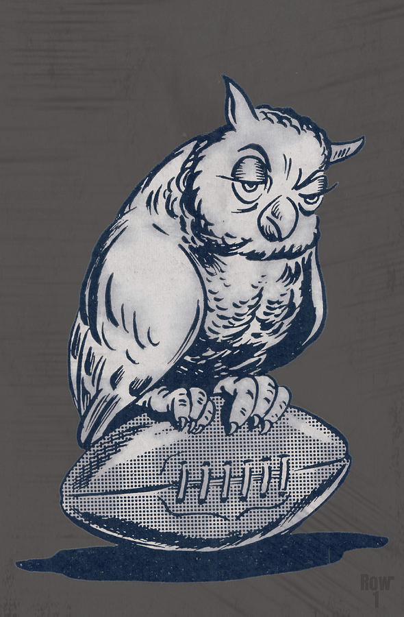 1947 Rice Owl Football Art Mixed Media by Row One Brand