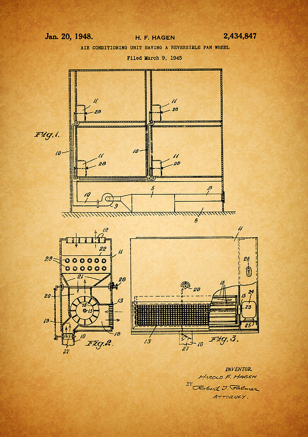 1948 Air Conditioner Patent Drawing by Dan Sproul