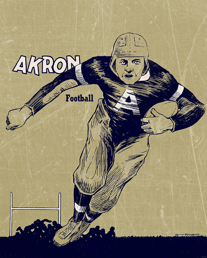 1948 Akron Football Player Mixed Media by Row One Brand
