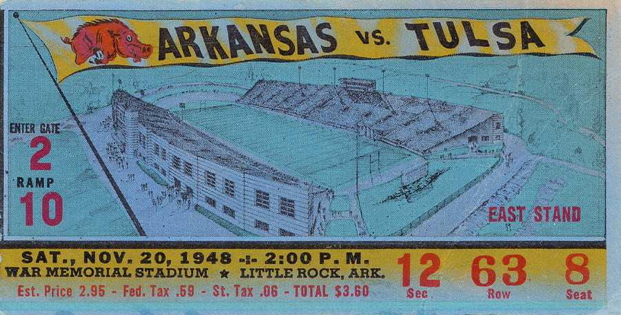 1948 Arkansas vs. Tulsa Mixed Media by Row One Brand