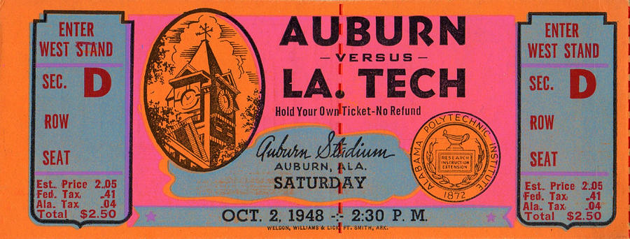 1948 Auburn vs. LA Tech Mixed Media by Row One Brand