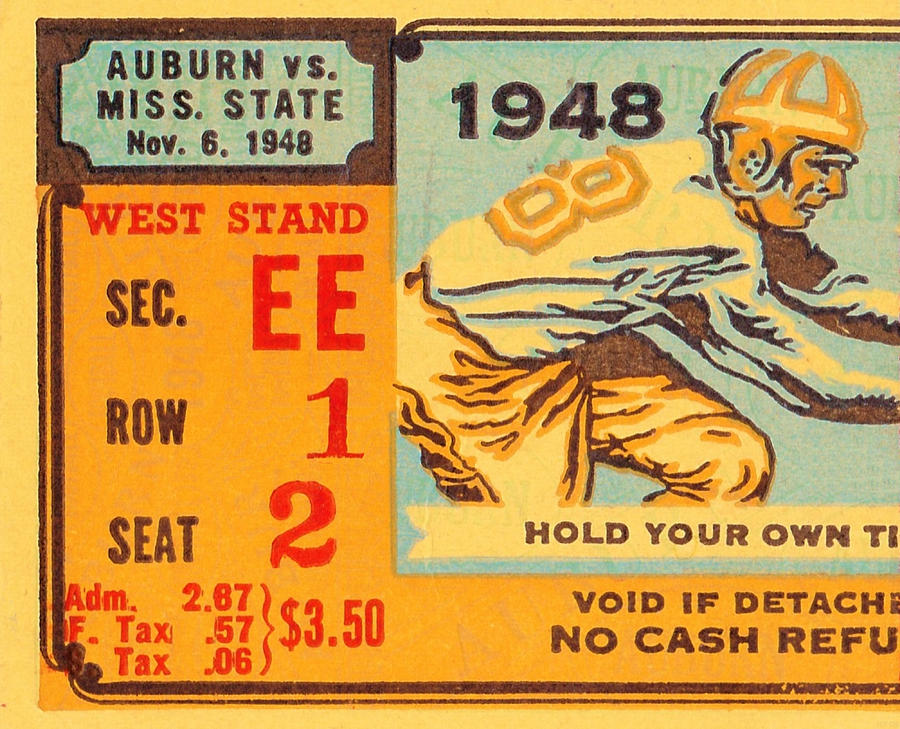 1948 Auburn vs. Mississippi State Drawing by Row One Brand