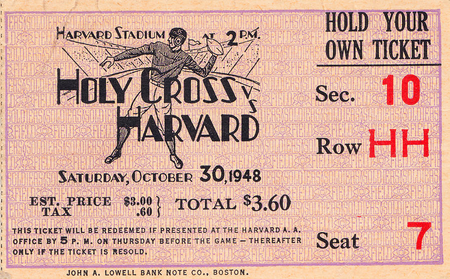 1948 Harvard vs. Holy Cross Mixed Media by Row One Brand
