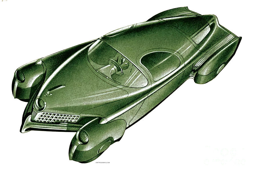1948 Tucker Torpedo Speedster Drawing by Retrographs