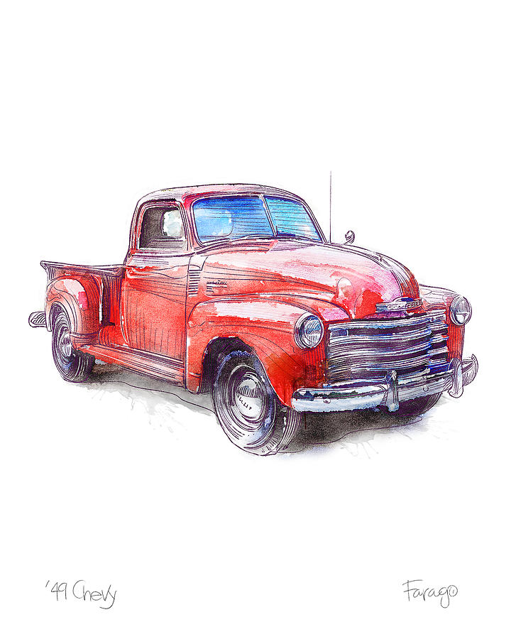 1949 Chevy PickUp 3100 Drawing by Peter Farago - Fine Art America