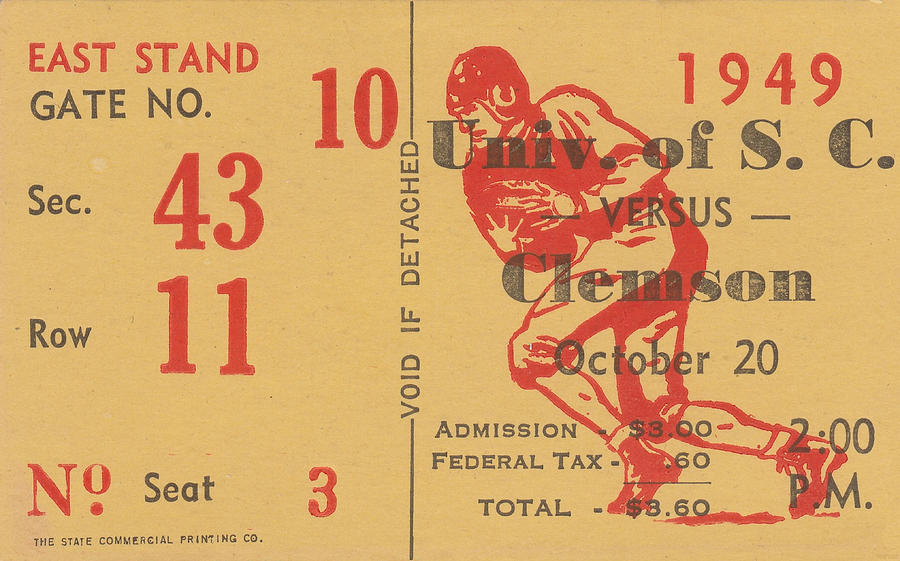 1949 Clemson vs. South Carolina Mixed Media by Row One Brand