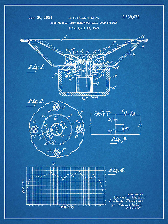 1949 Coaxial Dual-Unit Electrodynamic Loud-Speaker Patent Print ...