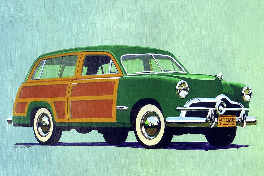 1949 Ford Woody wagon Painting by Dave Tobaben - Pixels