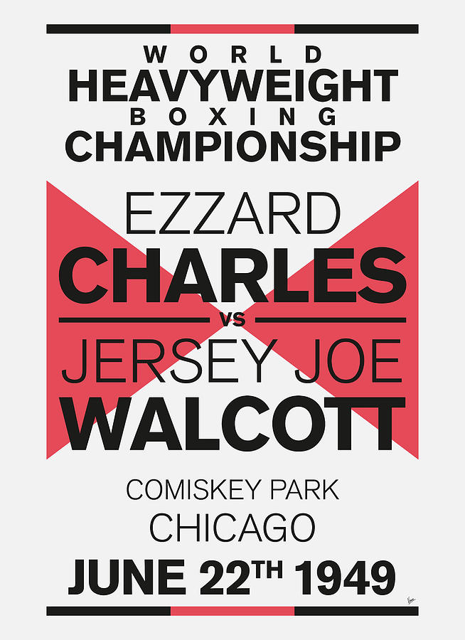 1949 MY Charles vs Walcott Minimal Boxing Poster Digital Art by Chungkong Art