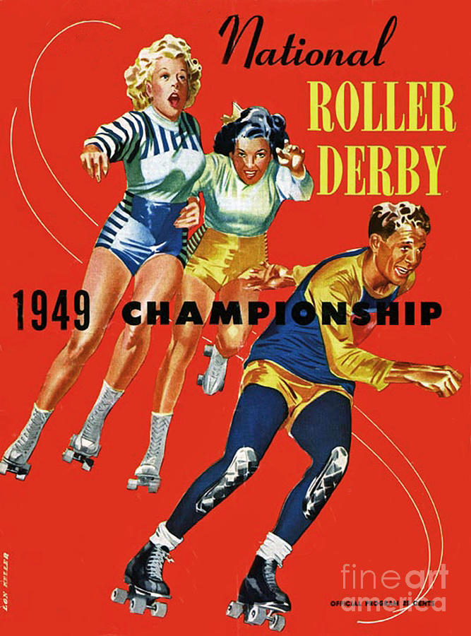 Roller Derby Digital Art - 1949 Roller Derby Program Cover by Jim Fitzpatrick