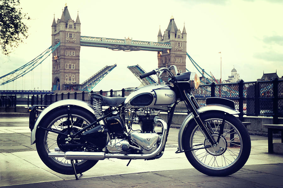Black And White Photograph - 1949 Triumph T100 by Mark Rogan