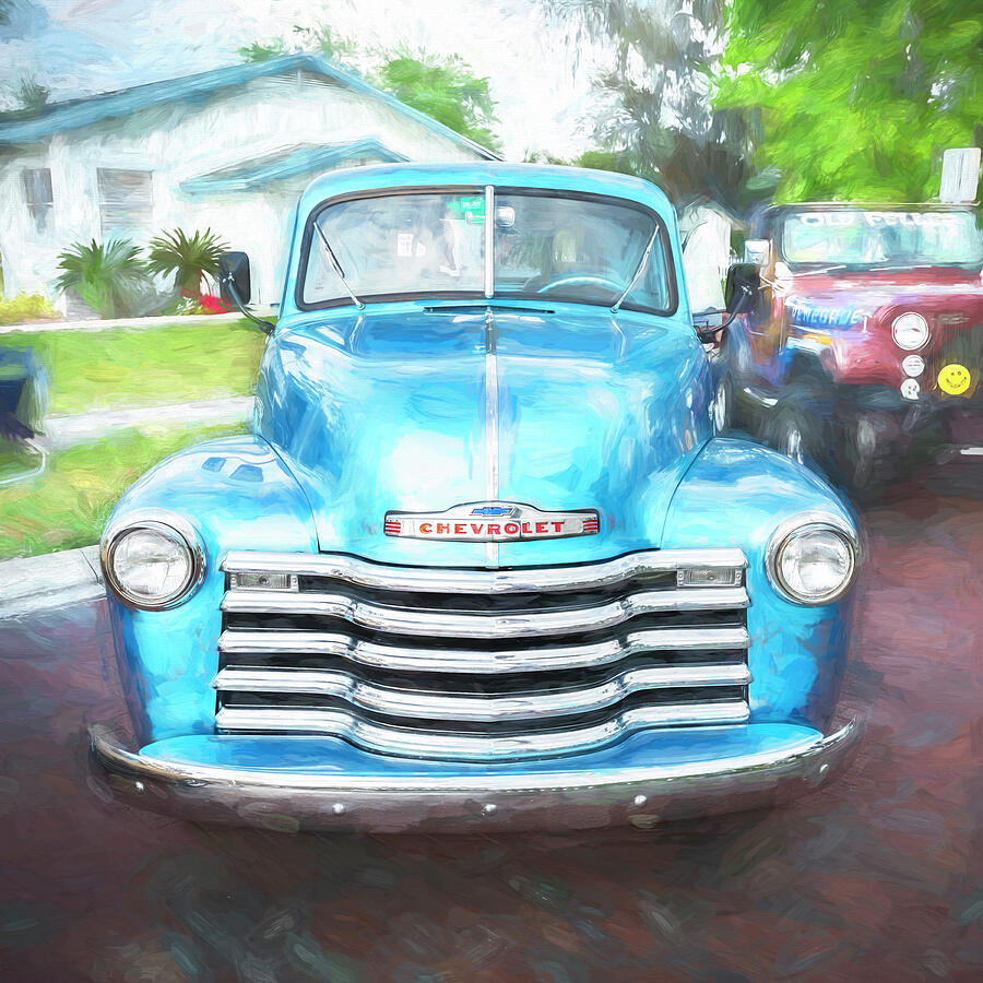 Vintage Photograph - 1950 Blue Chevrolet Pick Up Truck 3100 series X103 by Rich Franco
