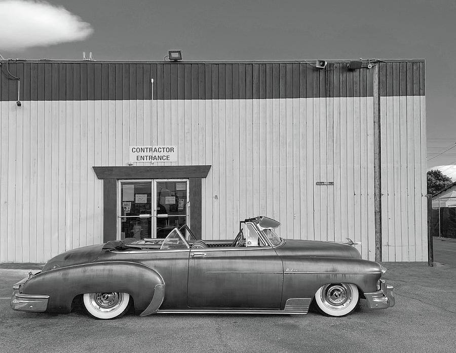 1950 Chevy Deluxe Black and White in Palm Springs Photograph by Matthew Bamberg
