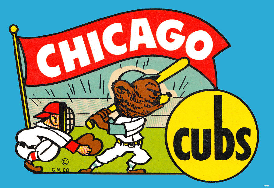 1950 Chicago Cubs Cartoon Art Print Mixed Media by Row One Brand
