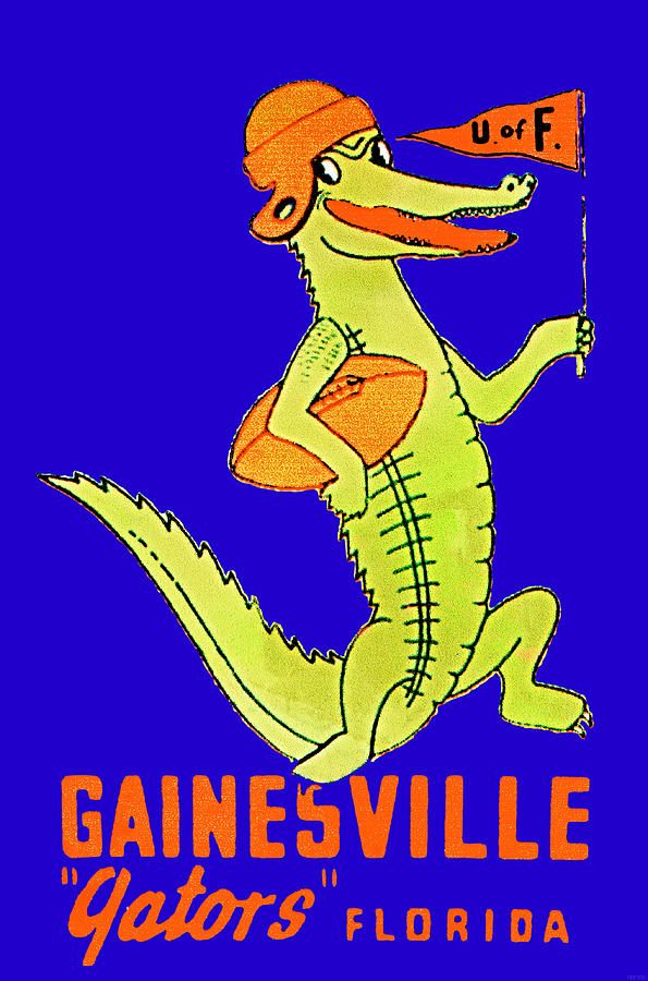 1950 Florida Gator Football Art Mixed Media by Row One Brand