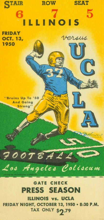 1950 Illinois vs. UCLA Mixed Media by Row One Brand