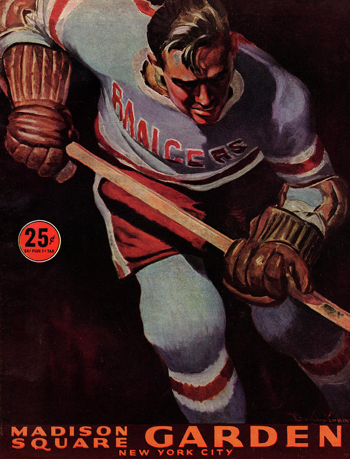 1950 New York Rangers Hockey Program Art Mixed Media by Row One Brand