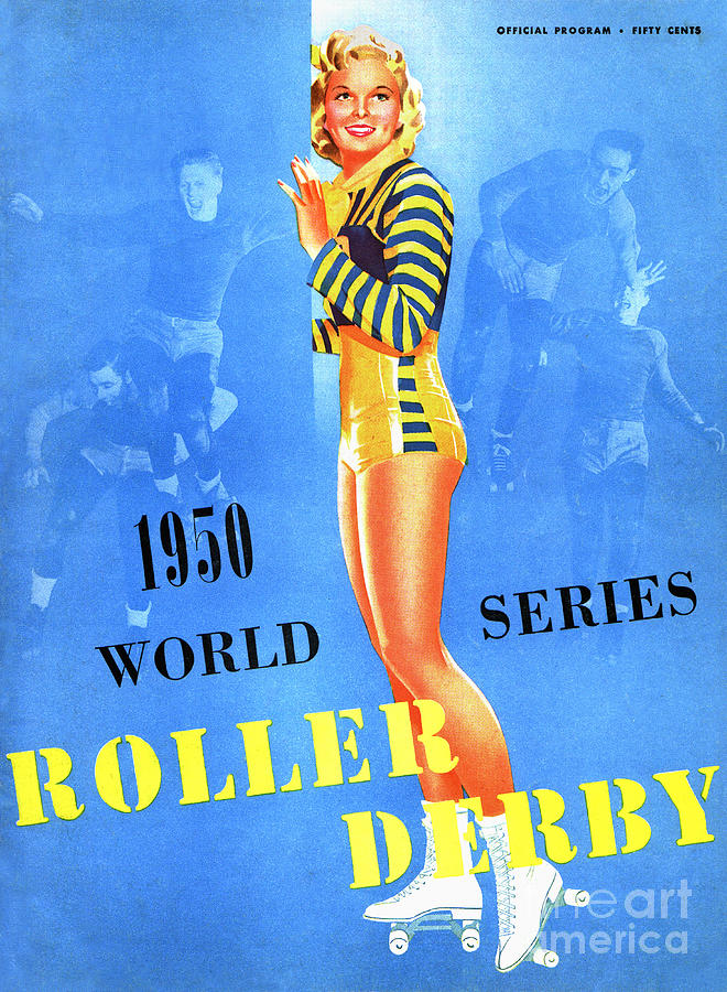 Roller Derby Digital Art - 1950 Roller Derby Program Cover by Jim Fitzpatrick