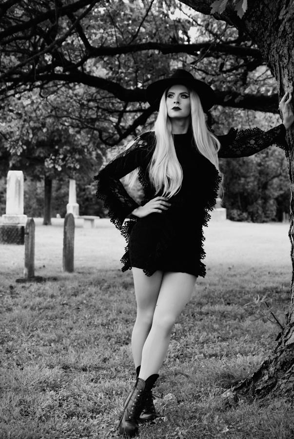 1950 Woman Leaning on Tree in Graveyard Photograph by Timeless Images ...