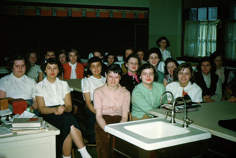 1950 S High School Home Economics Class Of Girls Photograph By James   1950s Home Economics Class Of Girls James Mayo 