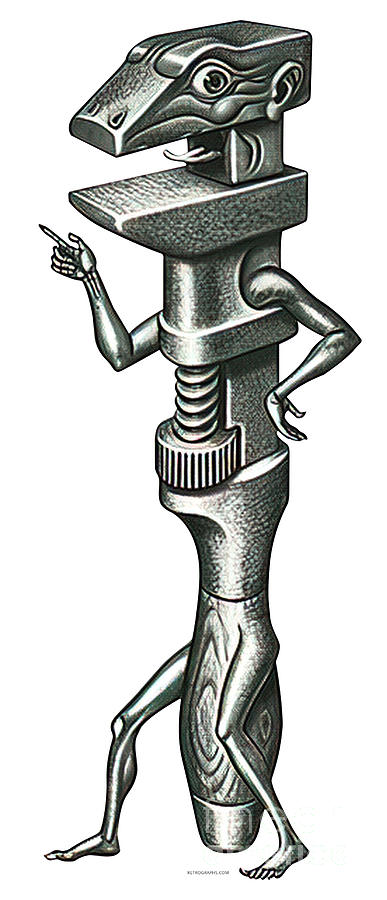 1950s Monkey Wrench, Part Of A Series  Drawing by Boris Artzybasheef