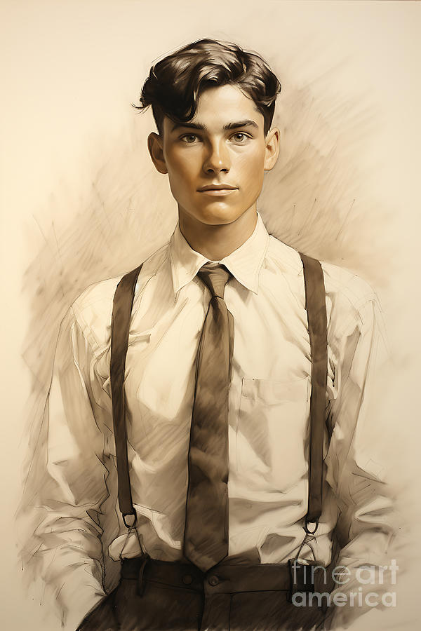1950s school boy school attire aged 17  Charact by Asar Studios Painting by Celestial Images