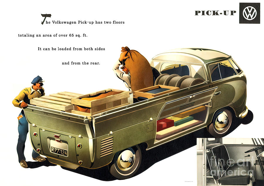 1950s Volkswagen Pick Up advertisement Mixed Media by Bernd Reuters
