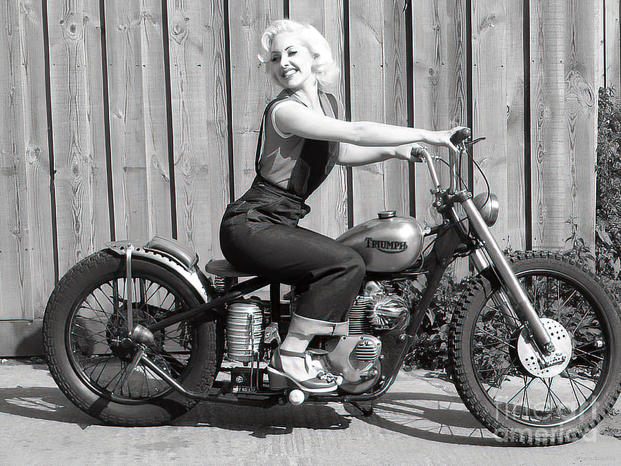 1950s Woman Motorcycle Rider Photograph by Retrographs