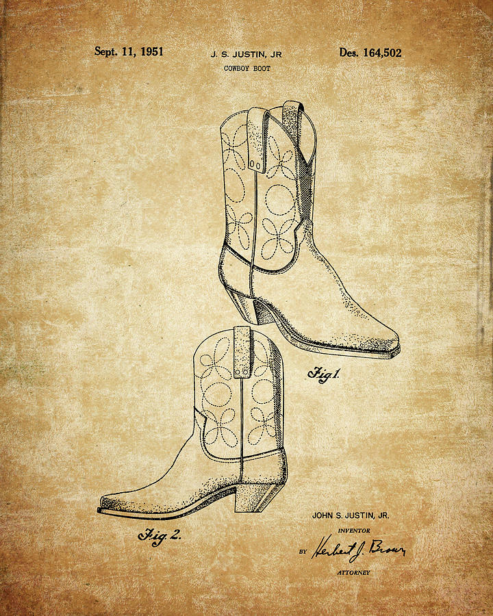 Cowboy Boot Framed Patent Print | lupon.gov.ph