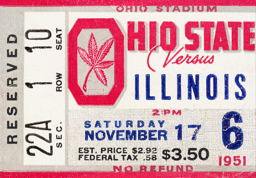 1951 Ohio State vs. Illinois Mixed Media by Row One Brand