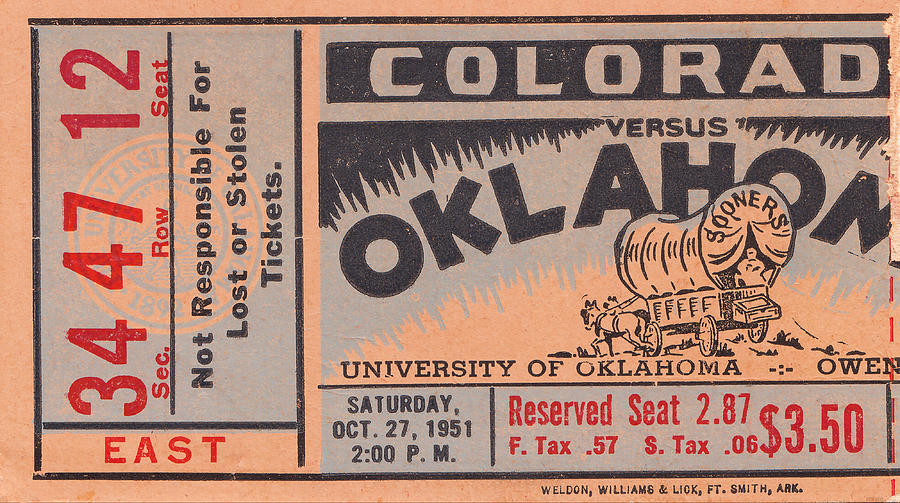 1951 Oklahoma vs. Colorado Mixed Media by Row One Brand