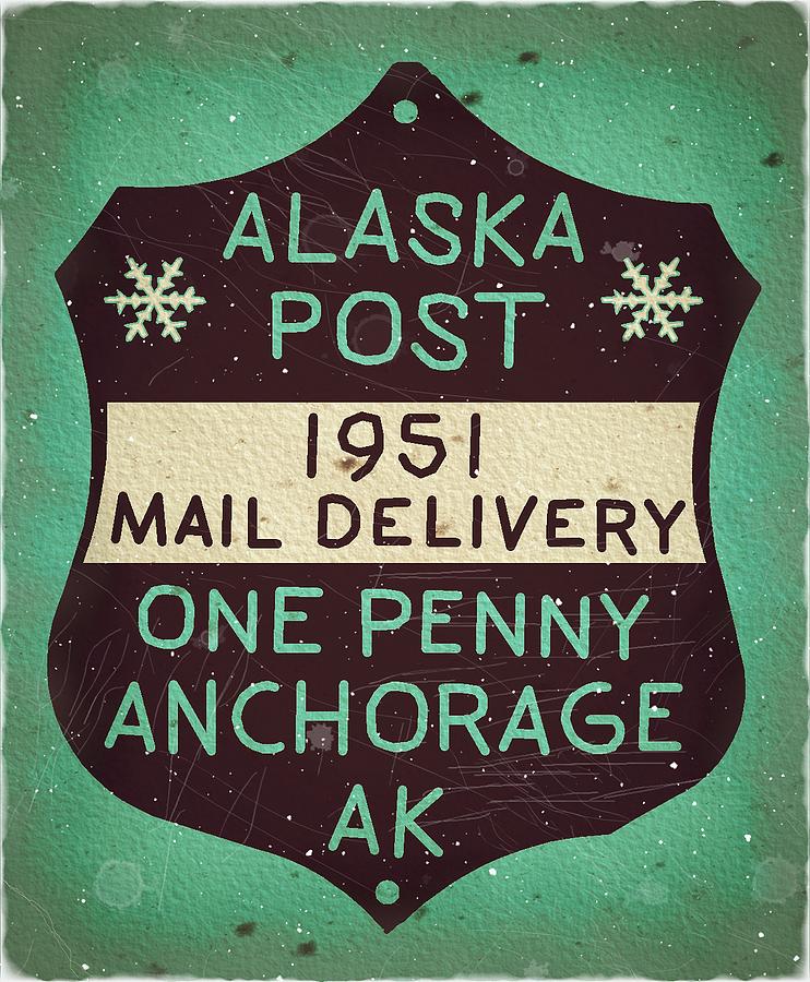 1951 Union PO - Anchorage Alaska - 1ct. Local Mail Delivery - Pine Needle Green - Mail Art Post Digital Art by Fred Larucci