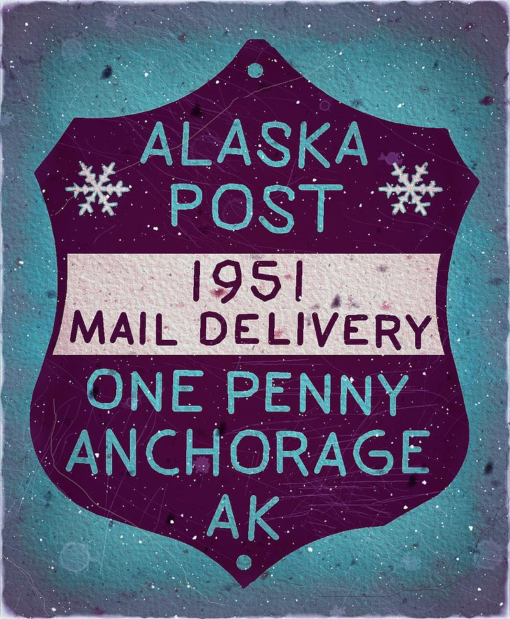 1951 Union PO - Anchorage Alaska - 1ct. Local Mail Delivery - Wind Chill Blue - Mail Art Post Digital Art by Fred Larucci
