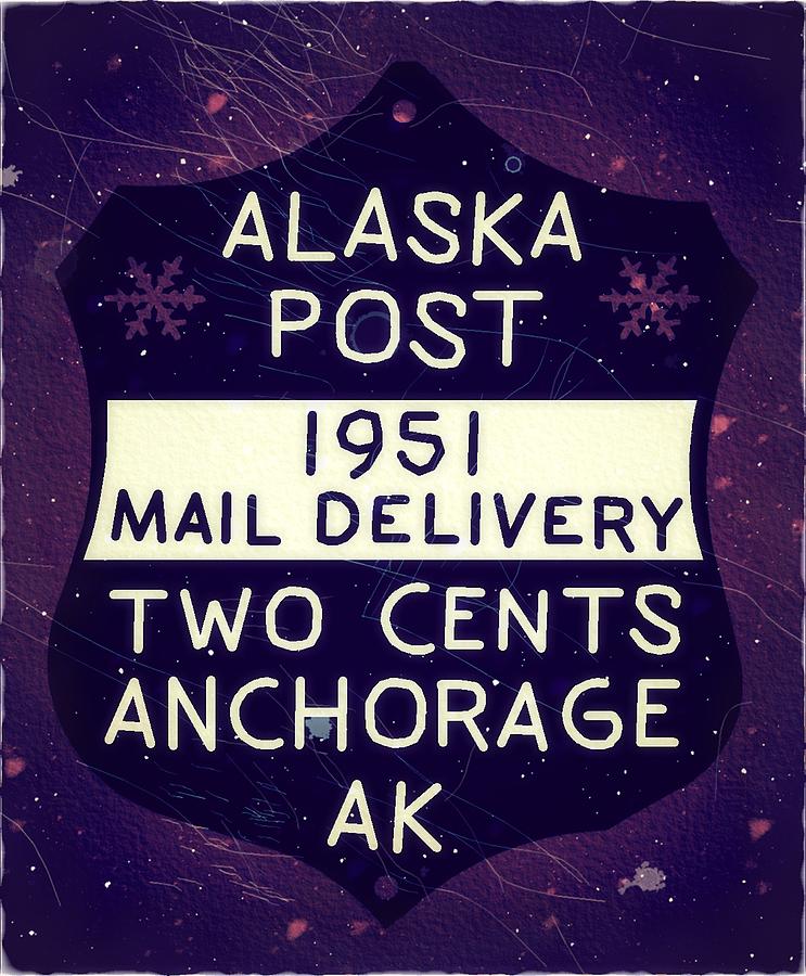 1951 Union PO - Anchorage Alaska - 2cts. Local Mail Delivery - Purple Haze Edition - Mail Art Post Digital Art by Fred Larucci