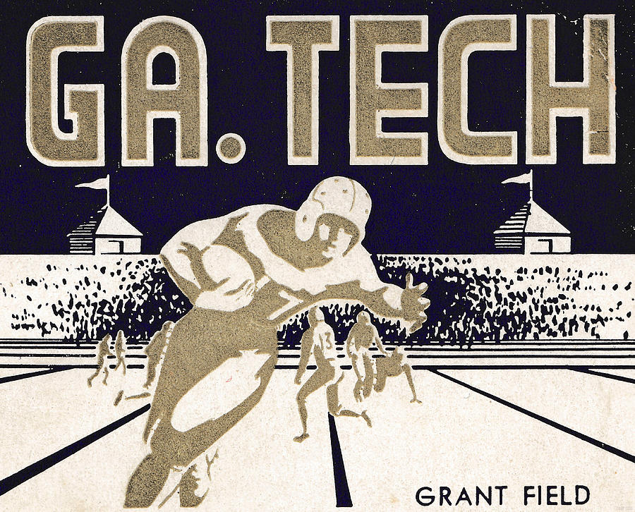 1952 Georgia Tech Night Game Drawing by Row One Brand