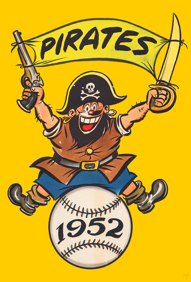 1952 Pittsburgh Pirates Vintage Baseball Art Mixed Media by Row One Brand