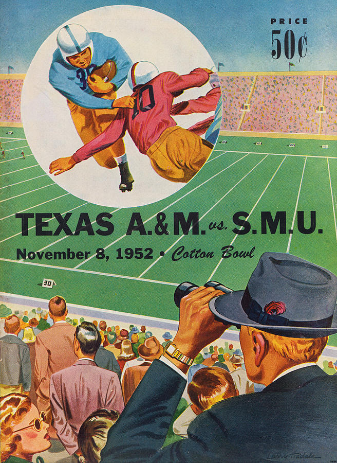 1952 Southern Methodist University Football Art Mixed Media by Row One Brand