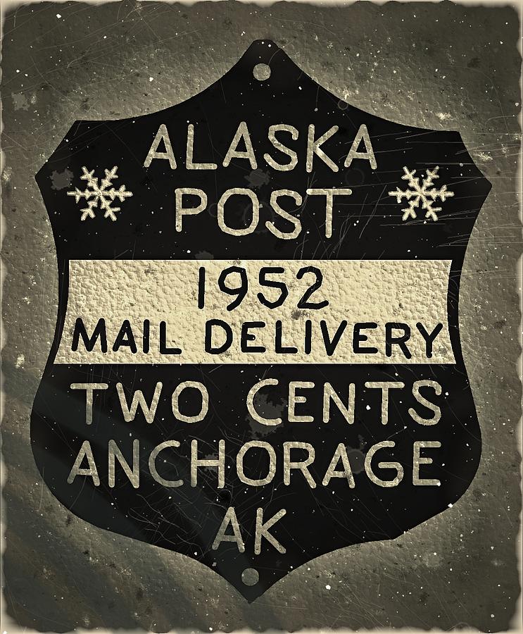 1952 Union PO - Anchorage Alaska - 2cts. Local Mail Delivery - Winter Gray Bullseye  - Mail Art Post Digital Art by Fred Larucci
