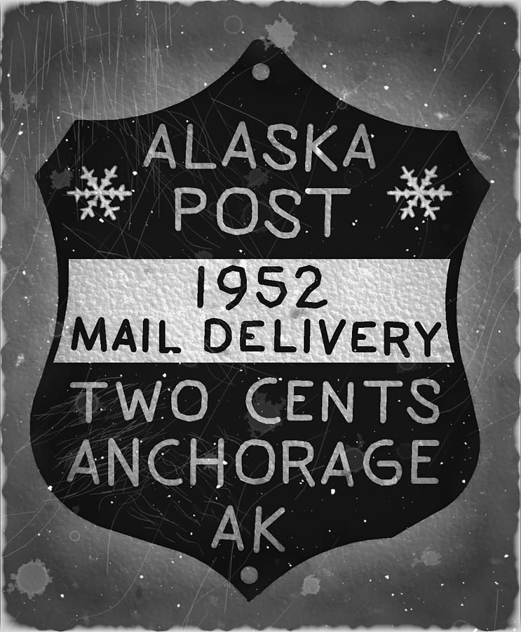 1952 Union PO - Anchorage Alaska - 2cts. Local Mail Delivery - Winter Gray - Mail Art Post Digital Art by Fred Larucci