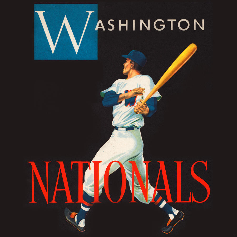 1952 Washington Nationals Baseball Art Mixed Media by Row One Brand