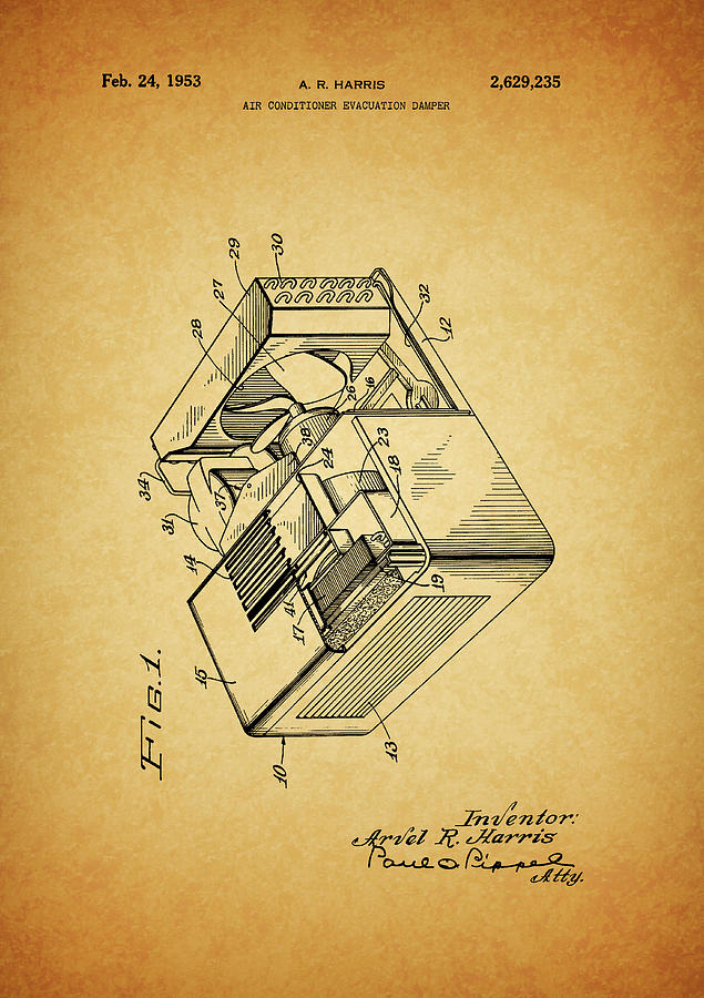 1953 Air Conditioner Patent Drawing by Dan Sproul