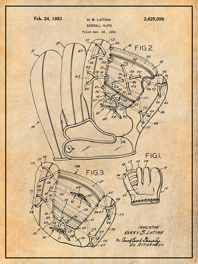 1953 Baseball Glove Antique Paper Patent Print Drawing by Greg Edwards