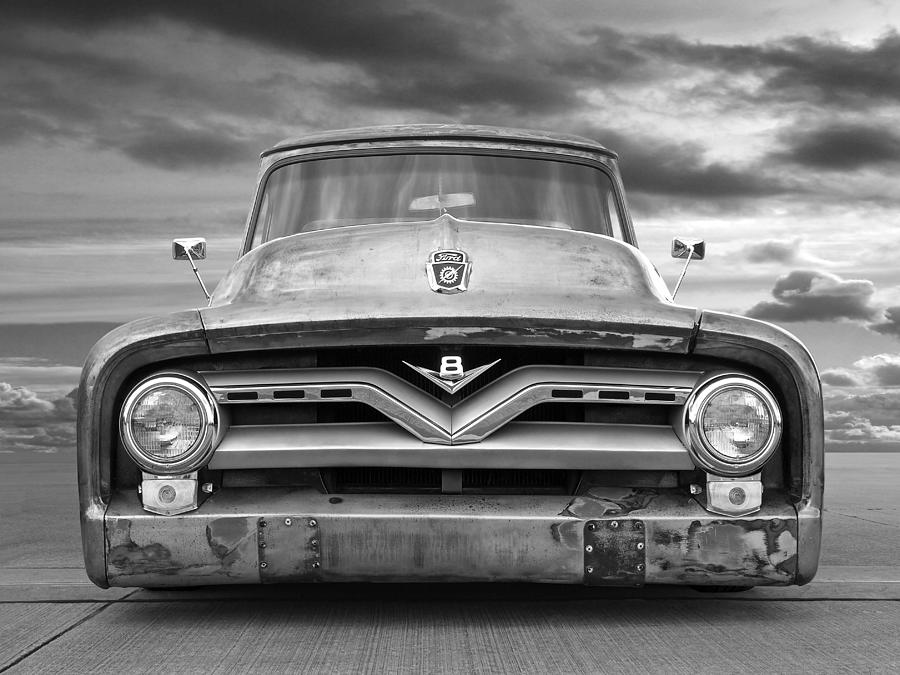 1953 F-100 Lowrider Black And White Photograph by Gill Billington