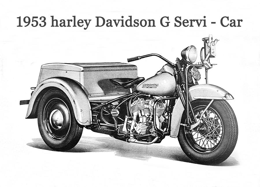1953 Harley Davidson G servi car Mixed Media by David Lee Thompson